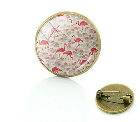 broche flamant rose bouton