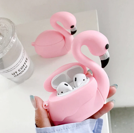 flamant rose en silicone etui coque airpod