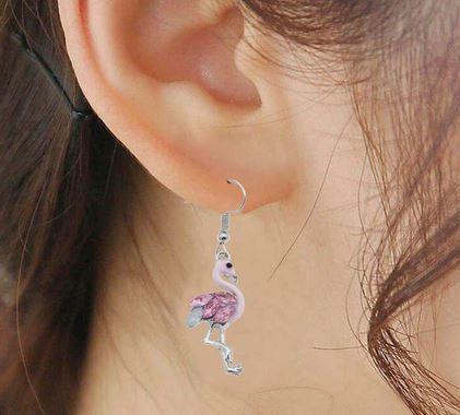modele flamant rose boucles d'oreilles