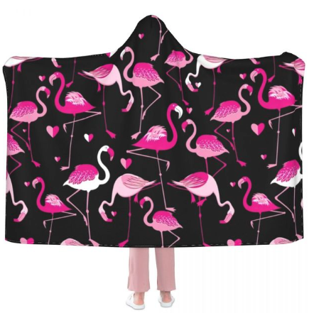 couverture a capuche avec flamant rose