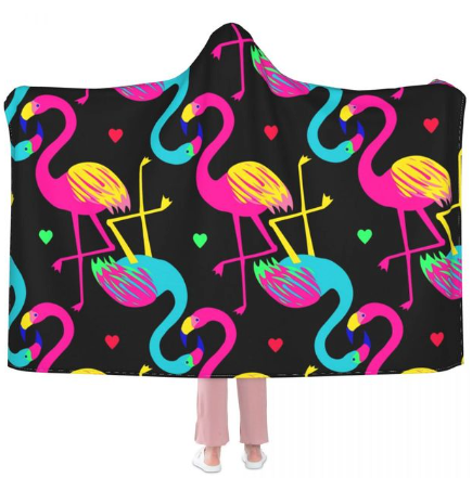 plaid a capuche flamant rose