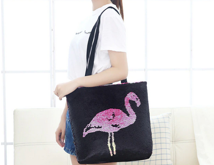 sac pour fille avec flamant rose en sequin