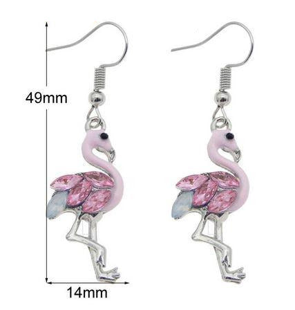 boucles d'oreilles colliers flamant rose ensemble