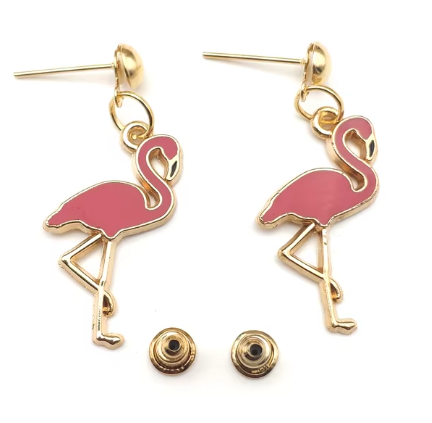 boucles d'oreilles flamant rose zircon swaroski