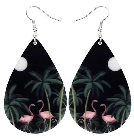 boucles d oreilles original flamant rose tropical