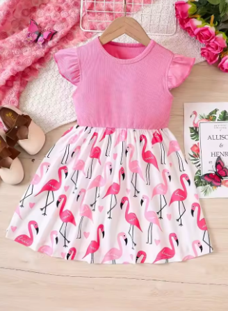 robe motif flamant rose