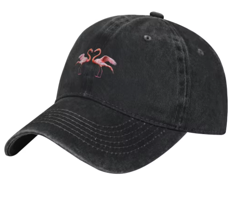 casquette noire flamant rose ajustable