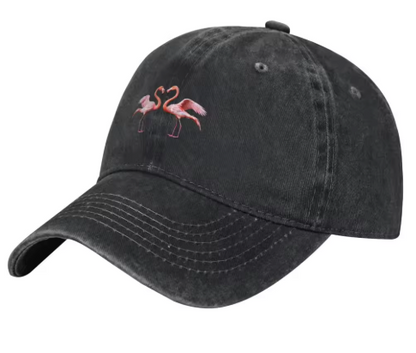 casquette noire flamant rose ajustable