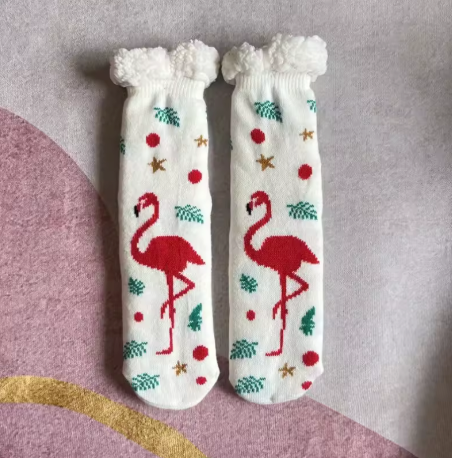 chaussettes flamant rose doublees