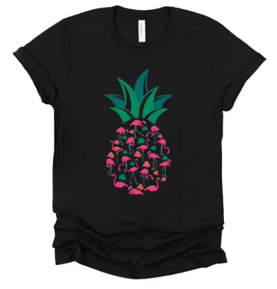 t shirt femme flamant rose et ananas