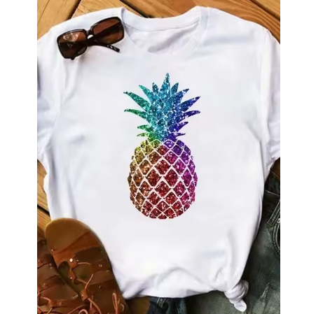 t shirt rose flamant rose ananas tendance fille ado femme
