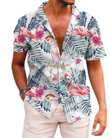 chemise blanche et flamant rose