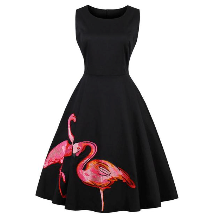robe flamant rose trapeze