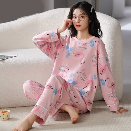 pyjama flamant rose femme en coton doux