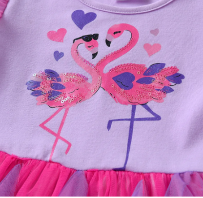 robe fille flamant rose