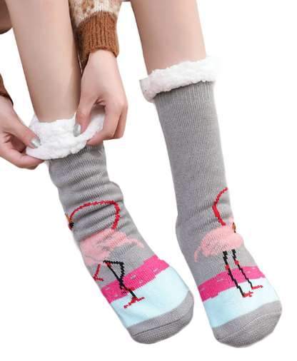 chaussettes chaussons flamant rose