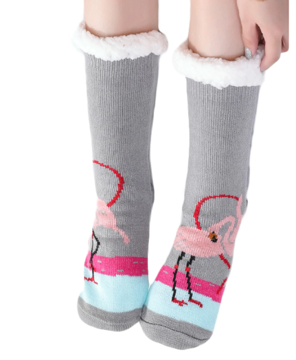 chaussettes doublees flamant rose femme