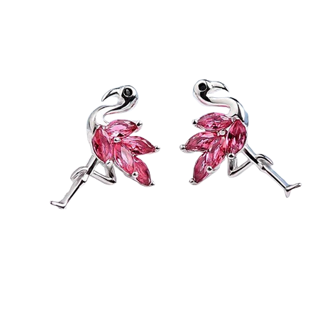 boucle d'oreilles flamant rose zircon rose