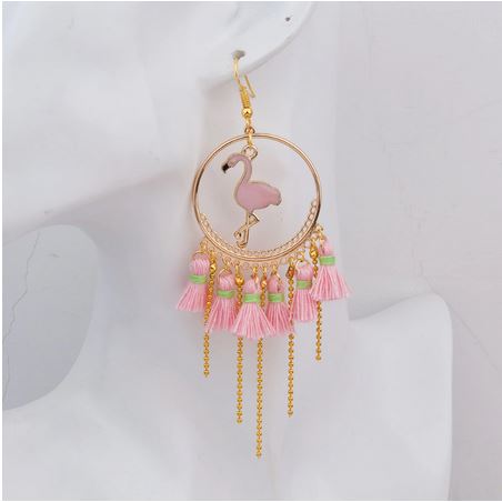 boucle d'oreilles creole flamant rose