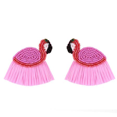 boucles d'oreilles en perles en forme de flamant rose