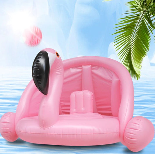 bouee avec pare soleil flamant rose
