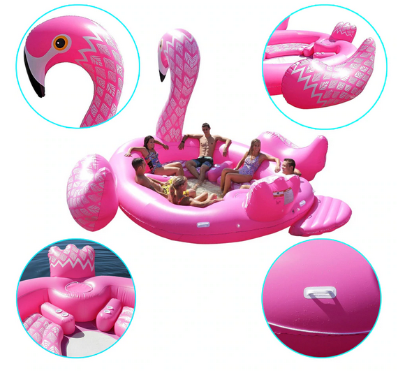 Bouee flamant rose geante 6 personnes