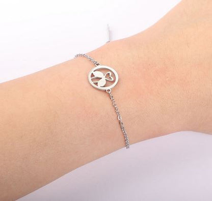 bracelet fin en argent flamant rose