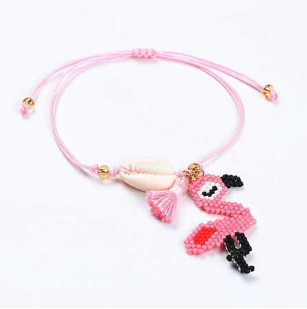 bracelet avec flamant rose en perle pas cher