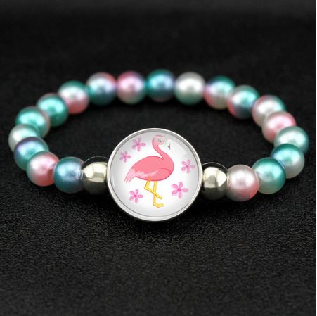 bracelet flamant rose en perles