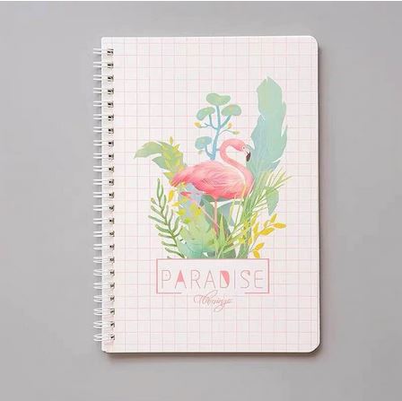 cahier spirale flamant rose