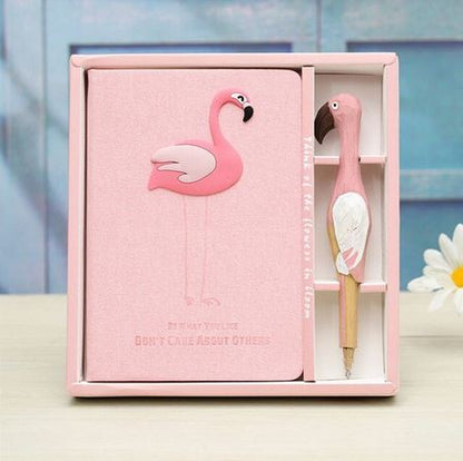 cahier grand format stylo bois flamant rose