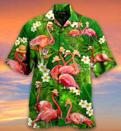 chemise hawaienne flamant rose