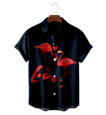 chemise homme love flamant rose
