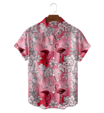 chemise flamant rose en coton