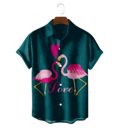chemise homme flamant rose amour