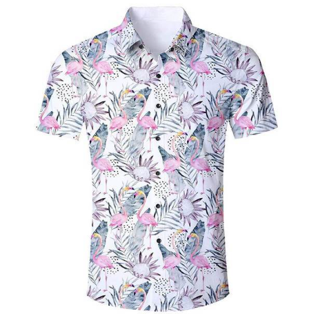 chemise blanche et flamant rose