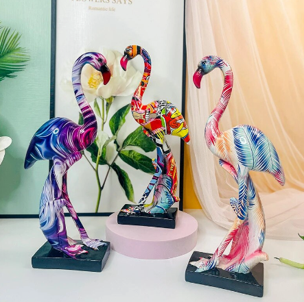 sculptures flamant rose art deco