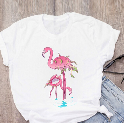 tee-shirt flamant rose femme reflet jumelle jumeau best friend fruit du dragon humour