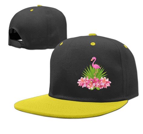 casquette bicolore jaune noir flamant rose tropical