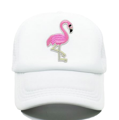casquette blanche enfant adulte flamant rose