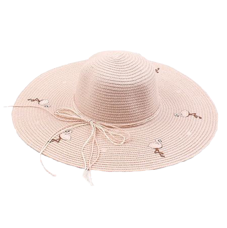 chapeau rose en paille femme flamant rose