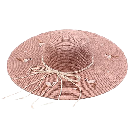 chapeau flamant rose en paille pastel