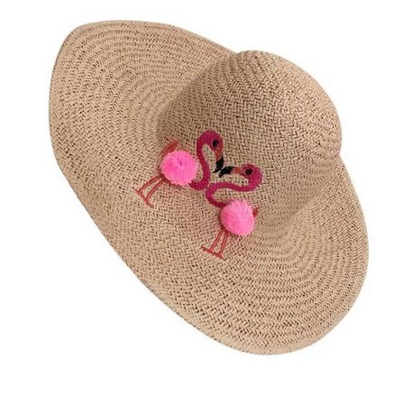 chapeau de paille tendance avec flamant rose