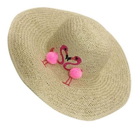 chapeau de paille avec flamants roses