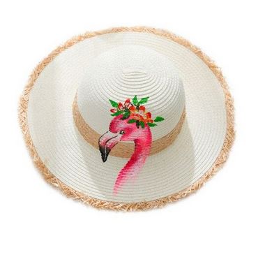 chapeau de paille flamant rose classe femme