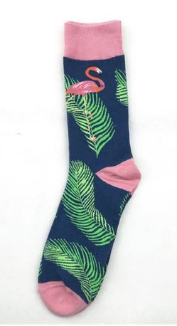 chaussettes flamant rose motif tropical