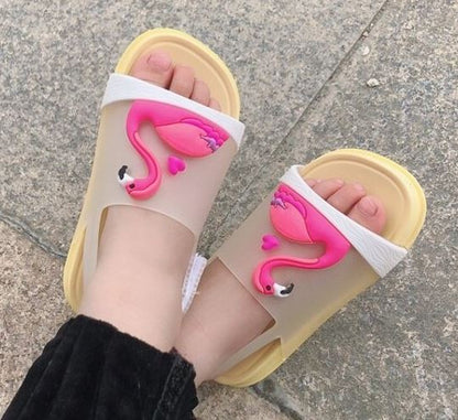 sandales plastique pour fille avec flamant rose