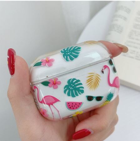 petite coque silicone resistante pour chargeur airpods pro avec flamant rose