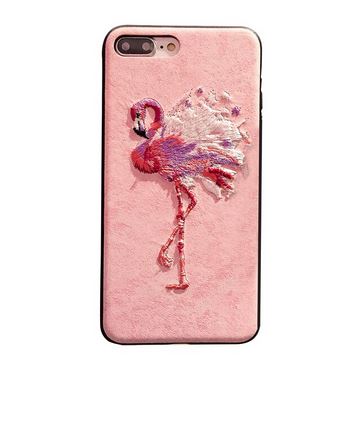 coque iphone en cuir flamant rose