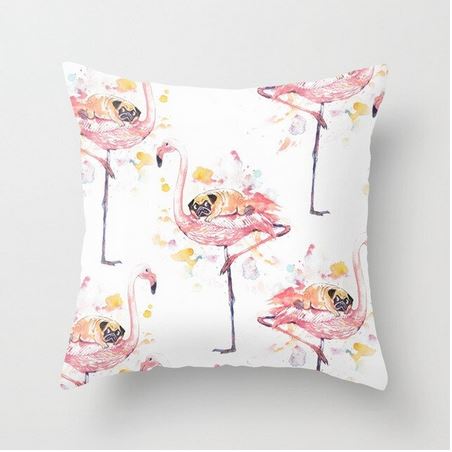 Coussin Chien & Flamant Rose